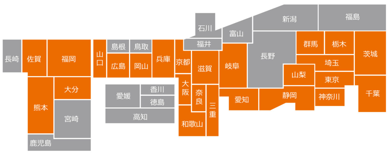 ヘーベルハウス 施工エリアマップ