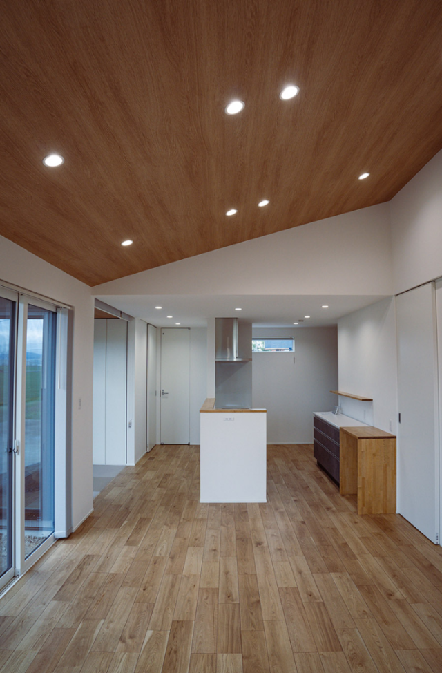 勾配天井が開放感を創り出す木の温もりに包まれた収納充実の27坪コンパクトハウス - ファンライフ - LDK