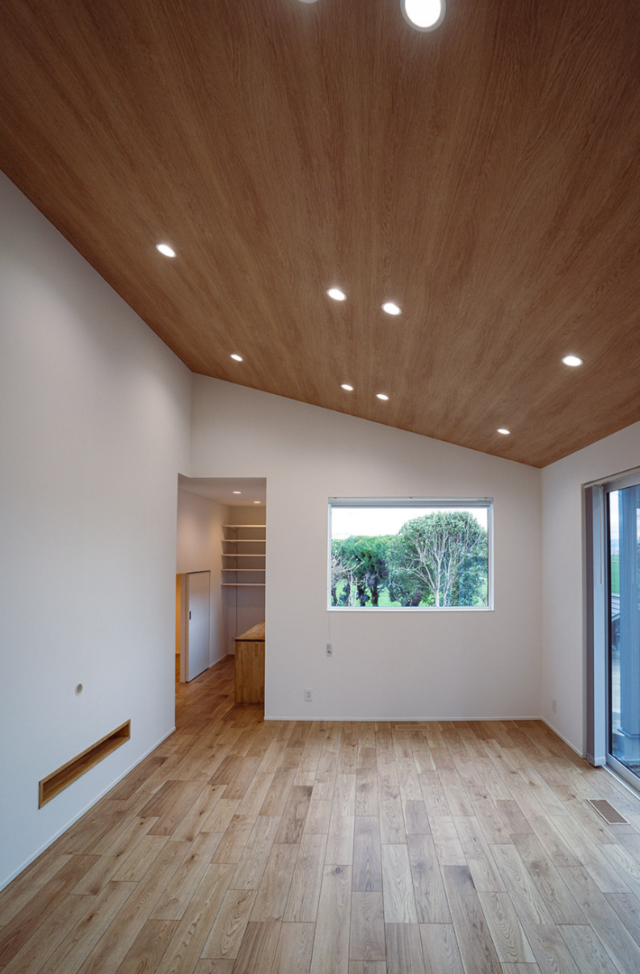 勾配天井が開放感を創り出す木の温もりに包まれた収納充実の27坪コンパクトハウス - ファンライフ - リビング