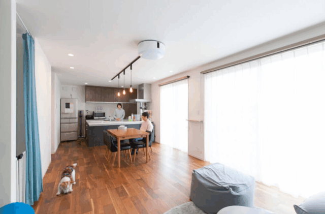 ダークカラーの外観と開放的なLDKが魅力のスタイリッシュなペット共生住宅 - リブワーク - LDK