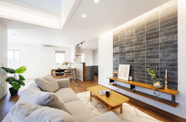 モダンデザインとフレキシブルな動線設計の2階建て - タカスギ - リビング