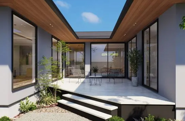 中庭 - 熊本南展示場「中庭が中心になったコの字型の平屋」(上益城郡嘉島町) - 悠悠ホーム