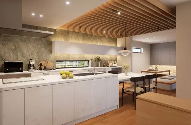 キッチン - 熊本南展示場「中庭が中心になったコの字型の平屋」(上益城郡嘉島町) - 悠悠ホーム