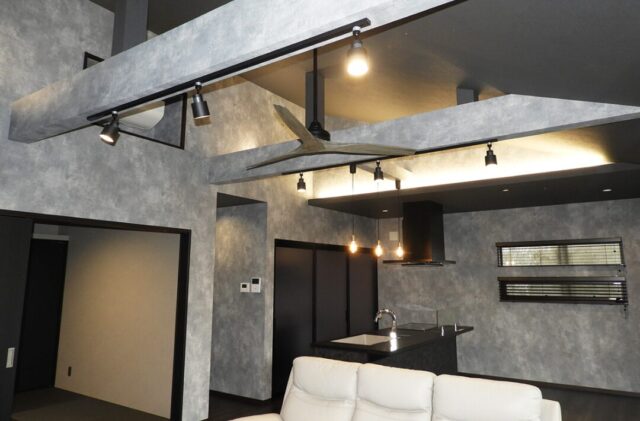 ブラックの重厚な外観とグレーでまとめたスタイリッシュな大人モダン平屋 - 向洋ハウジング - ダイニング・キッチン