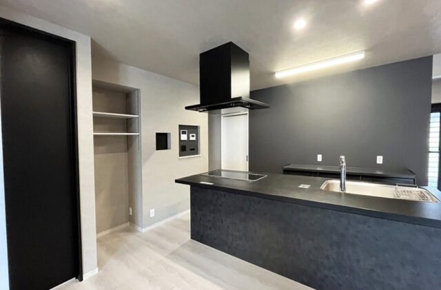 ブラックの外装とアイランドキッチンが映える大人かっこいいモダンな平屋 - 向洋ハウジング - キッチン