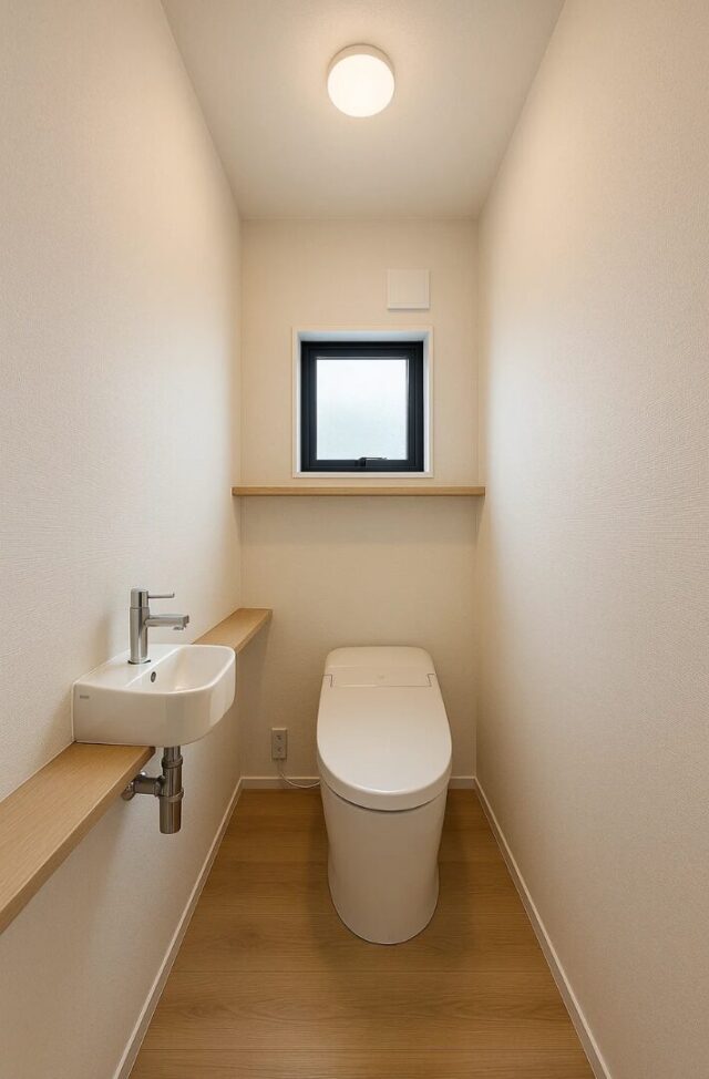 無駄のないミニマルな設計のモダンでホテルライクな平屋 - 向洋ハウジング - トイレ