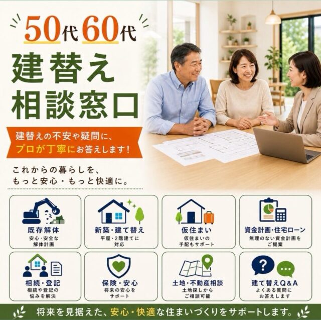 50代・60代に向けた「シニアの建替え相談窓口」を開設【随時】