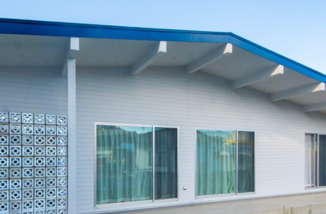 石張り壁とダウンフロアが心地よいカリフォルニアスタイルの平屋 - 日大建築 - 外観