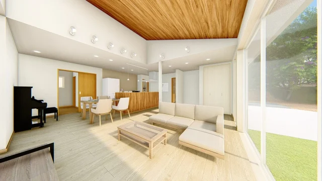 都城市下長飯町にて「ピアノスペース・多目的洋室・大容量収納も完備！ワンフロアでのびのび暮らす♪28坪4LDK平屋」の完成見学会【2/7,8】