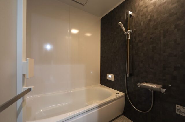 黒と木目が調和する圧倒的な造形美のインナーガレージがある大人モダン邸宅 - 空感考房CO.CO - 浴室