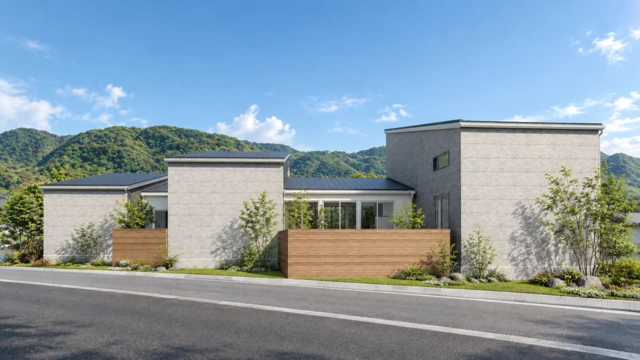 大村市植松にてモデルハウス「緑の中庭とウォームラグジュアリーな空間に癒される 3ボックス＋2ハブ構造のコートハウス」の完成見学会【11/21-23】
